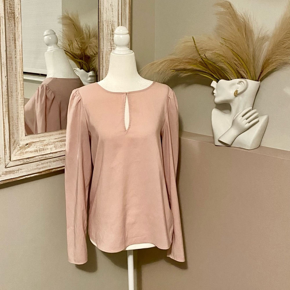Small Express Spring Summer Powder Baby Pink Office Dress‎ Top Blouse Shirt